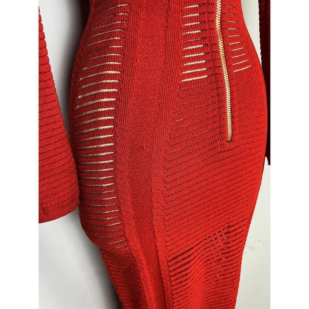 Balmain Off-The-Shoulder Knit Maxi Dress Red - Picture 4 of 6